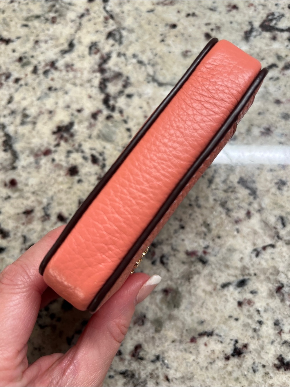 Coach Pebbled Terracotta Leather Zippered Card Holder with Strap EUC - Picture 8 of 10